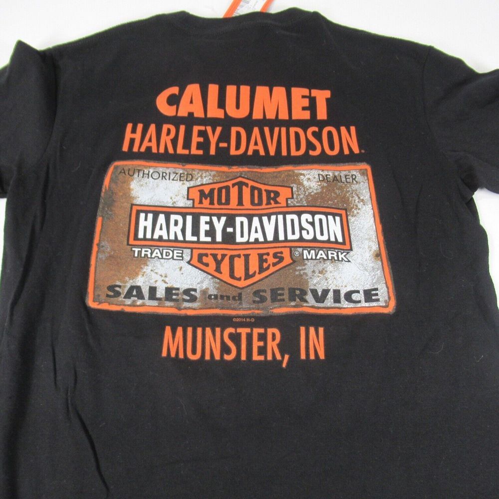 Harley Davidson I Got Mine At Munster Indiana T-Shirt Black Size Small‎ Camo